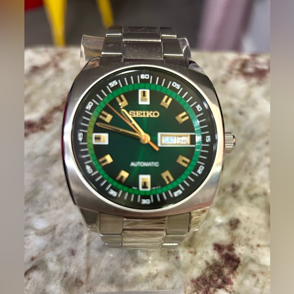 Seiko Automatic Green Dial Day Date 40mm Stainless Steel Watch